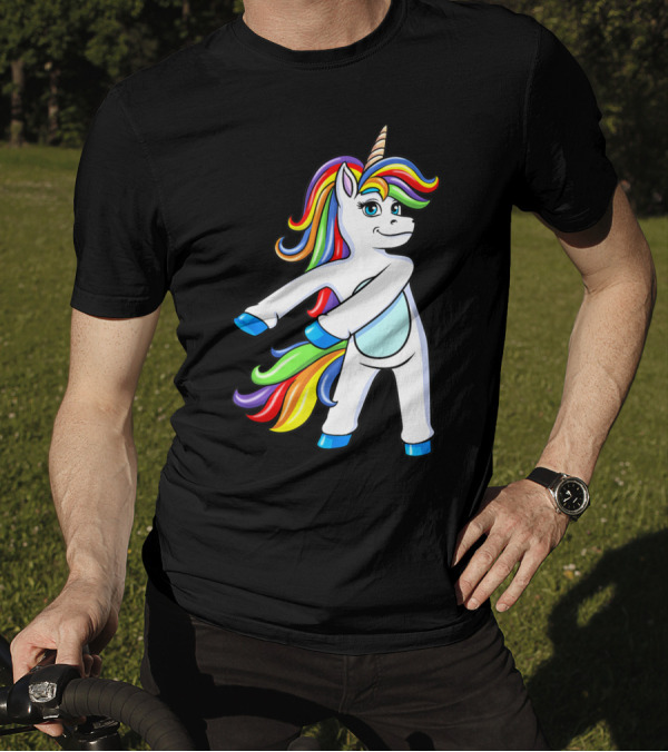 Flossing Unicorn Dance With Rainbow Mane And Tail T-Shirt
