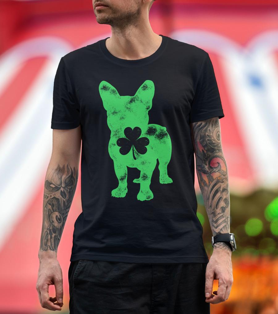 French Bulldog Shamrock St Patricks Day Men Dog T-Shirt