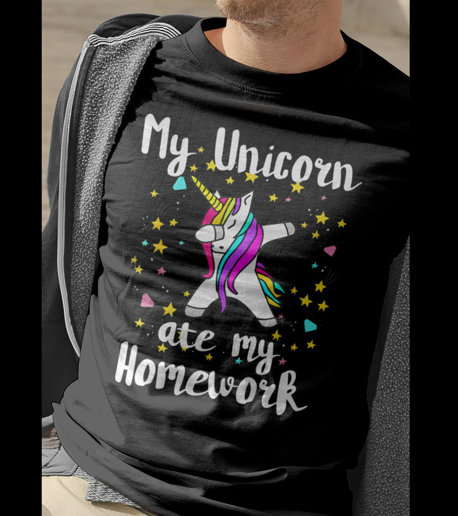 My Unicorn Ate My Homework Dabbing Unicorn Funny Novelty Kids T-Shirt