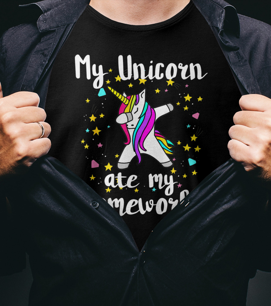 My Unicorn Ate My Homework Dabbing Unicorn Funny Novelty Kids T-Shirt