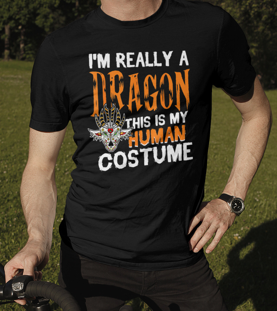 I'm Really A Dragon This Is My Human Costume Halloween Men Boy T-Shirt