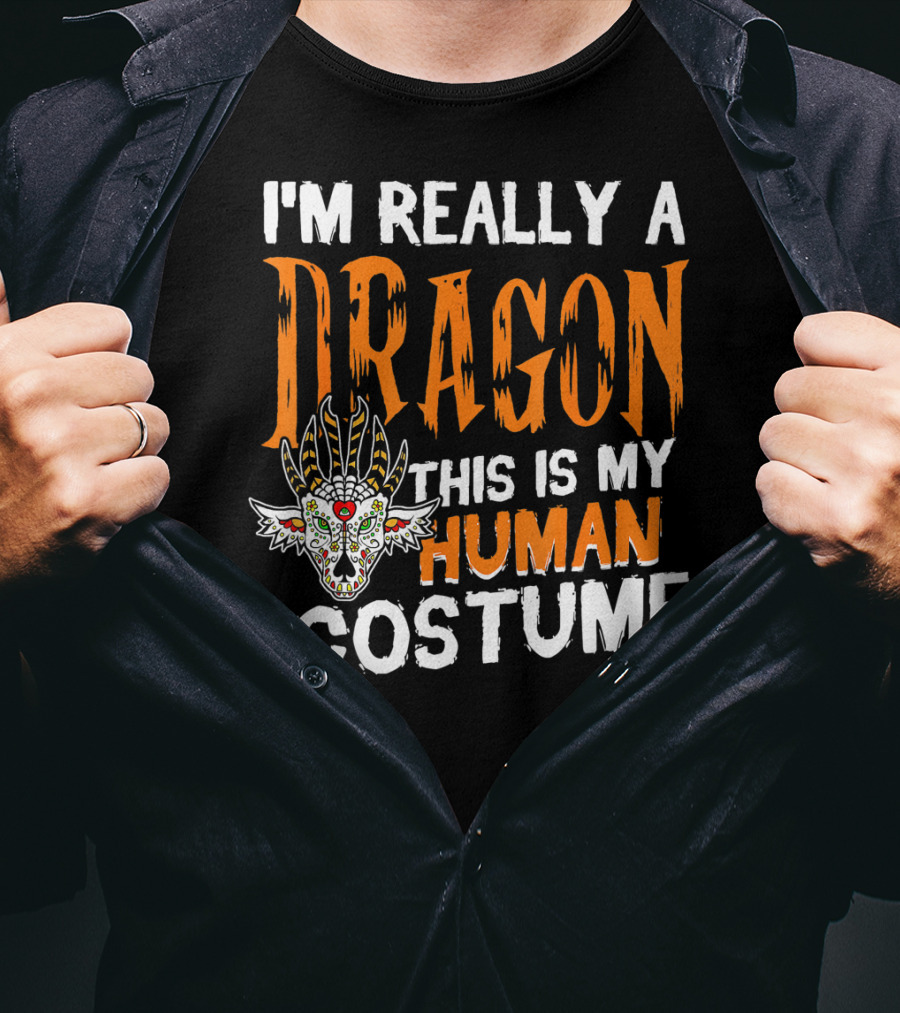 I'm Really A Dragon This Is My Human Costume Halloween Men Boy T-Shirt