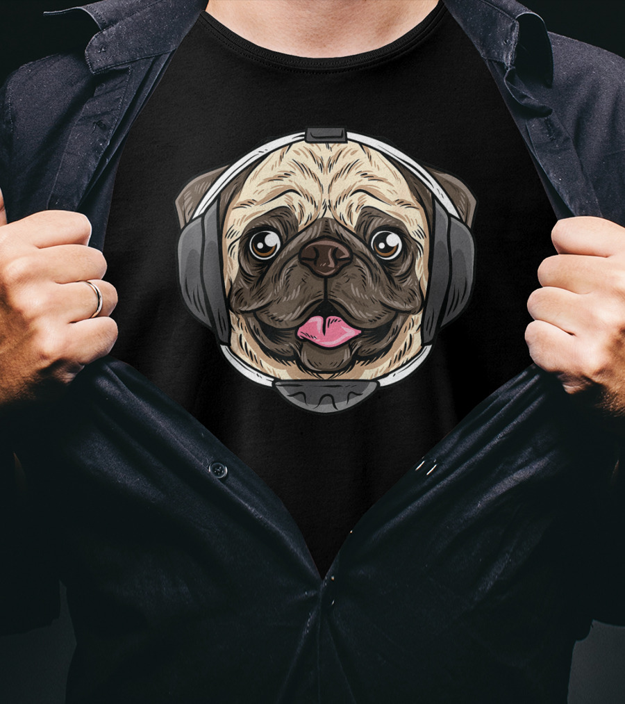 Pug Wearing Funny Wrestling Headgear T-Shirt