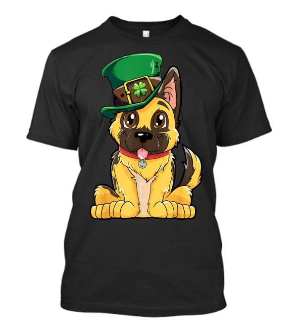 German Shepherd In Leprechaun Hat St Patricks Day Dog T-Shirt