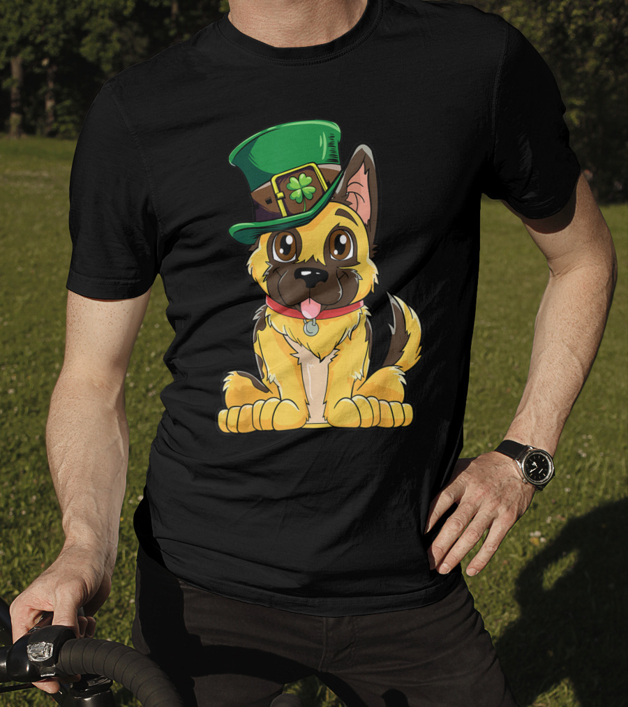 German Shepherd In Leprechaun Hat St Patricks Day Dog T-Shirt