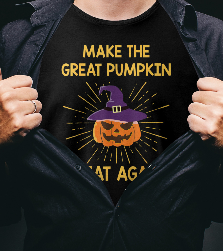 Make The Great Pumpkin Great Again Halloween Witch Hat Sunburst T-Shirt