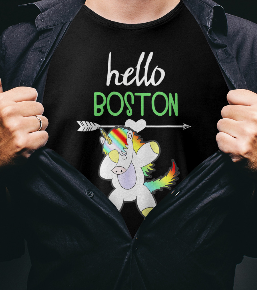 Hello Boston Dabbing Unicorn Girls T-Shirt