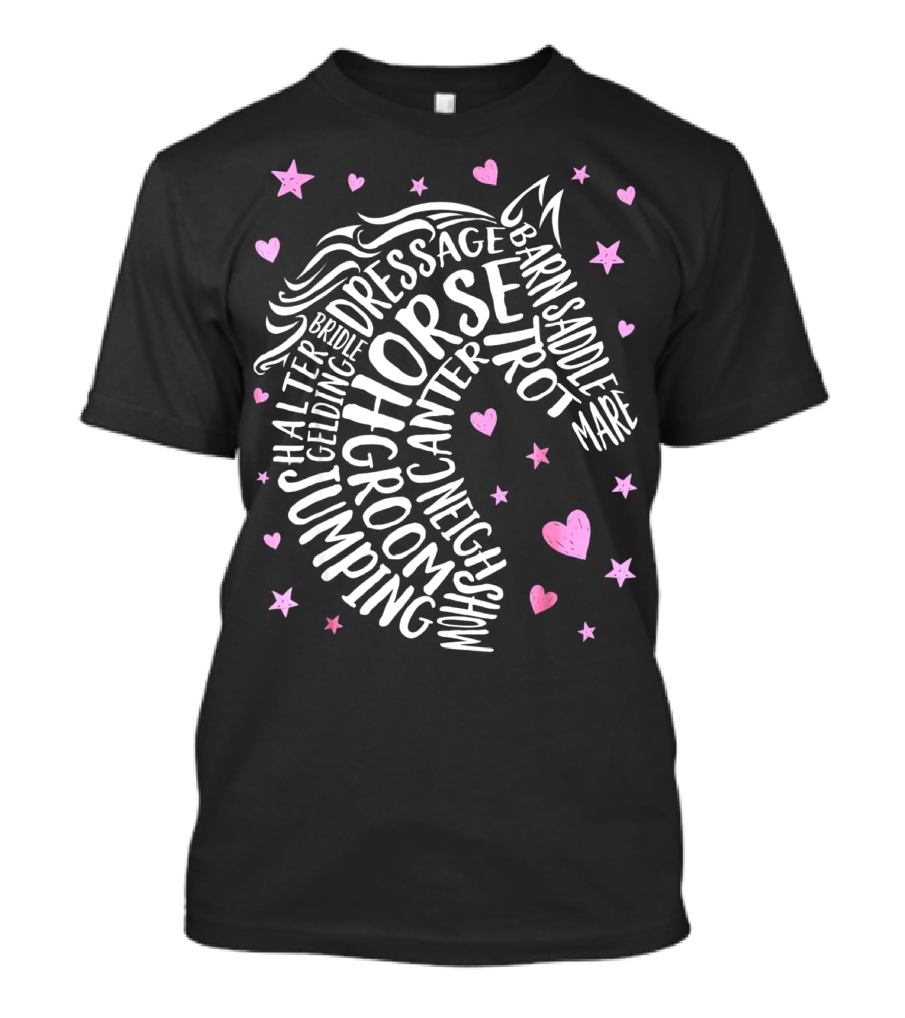 Horse Dressage Canter Jumping Saddle Neigh Show Groom Trot Barn Mare For Girls Women Horseback Riding T-Shirt