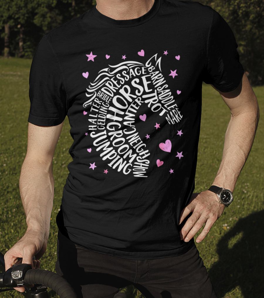 Horse Dressage Canter Jumping Saddle Neigh Show Groom Trot Barn Mare For Girls Women Horseback Riding T-Shirt