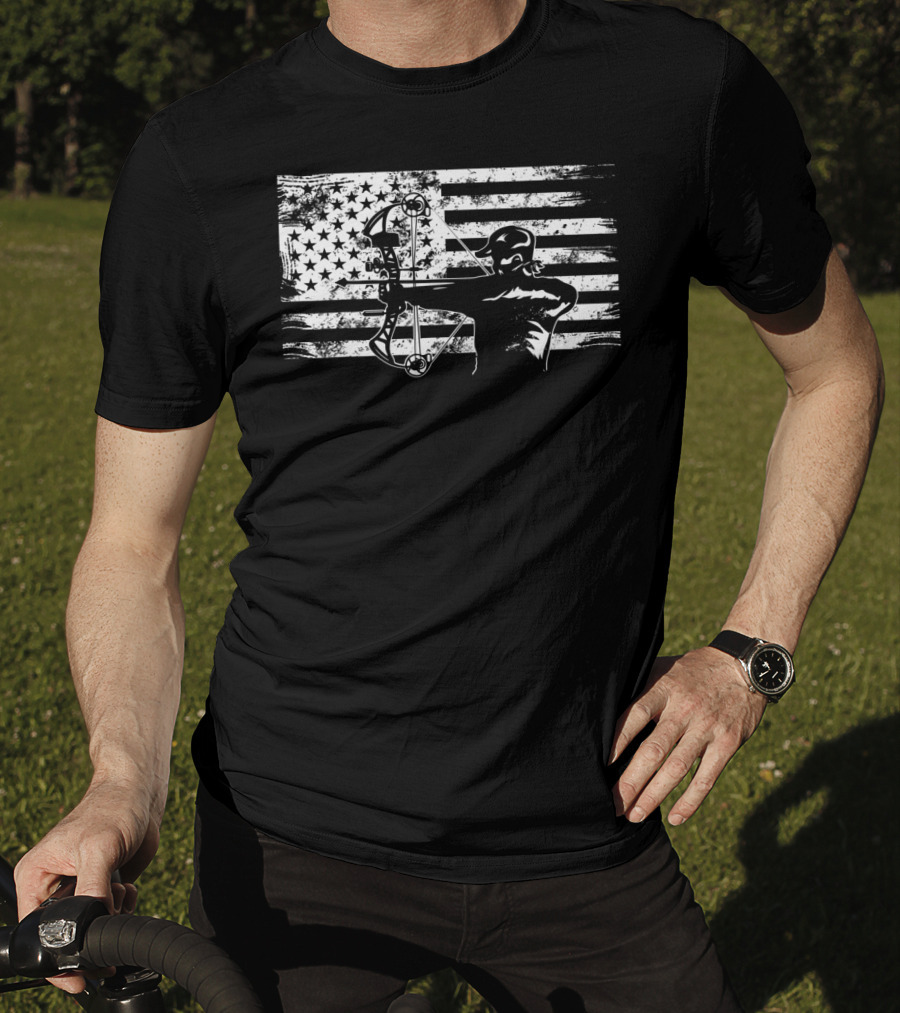 American Flag Bowhunting Archer Hunter T-Shirt