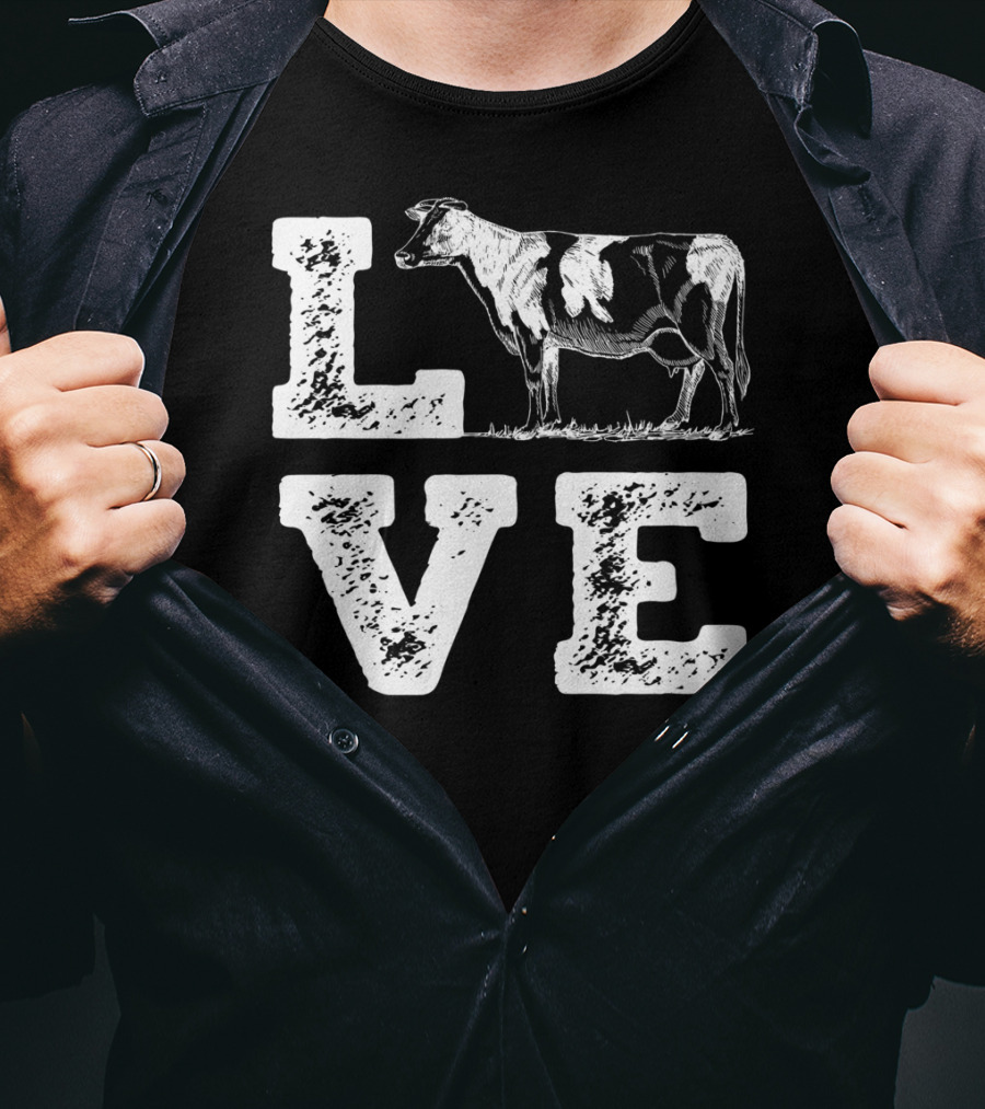 LOVE Cow I Love Cows Cow Lovers Farm Farmers T-Shirt
