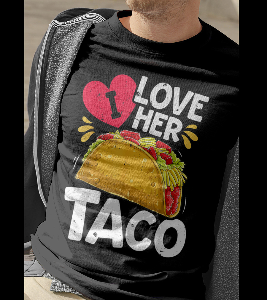 Cinco De Mayo Couple Matching I Love Her Taco T-Shirt