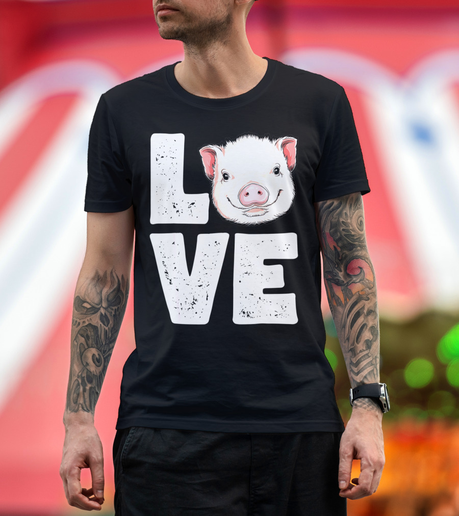 Love Pig Lovers Farming Farmer Girls T-Shirt