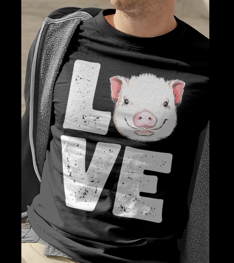 Love Pig Lovers Farming Farmer Girls T-Shirt
