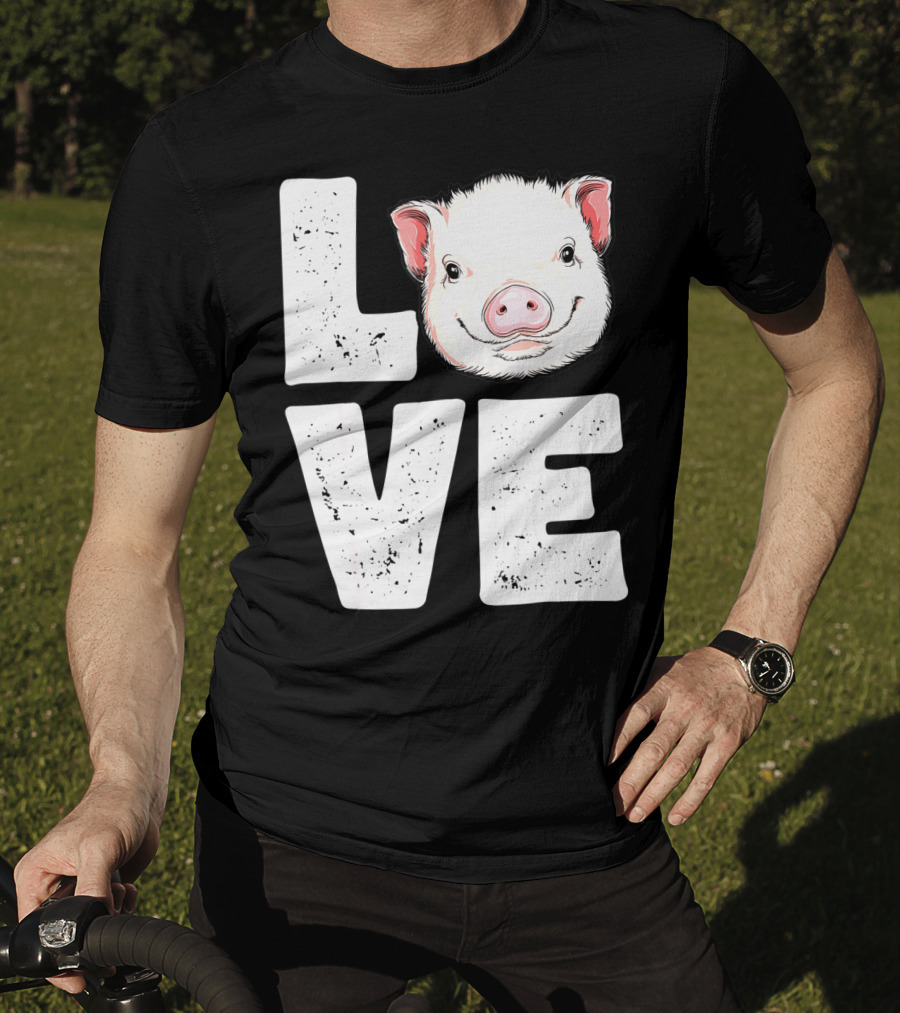 Love Pig Lovers Farming Farmer Girls T-Shirt