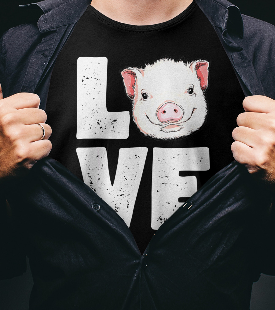 Love Pig Lovers Farming Farmer Girls T-Shirt
