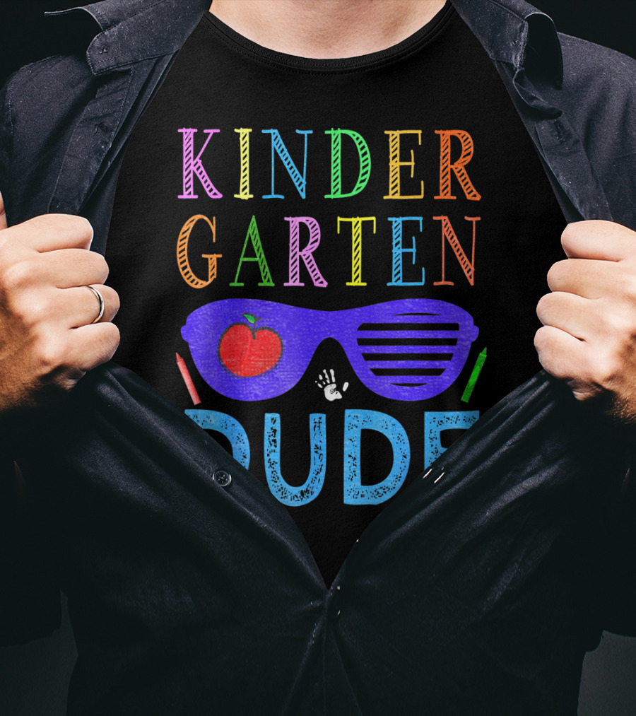 Kindergarten Dude Boys 1st First Day With Sunglasses And Apple T-Shirt