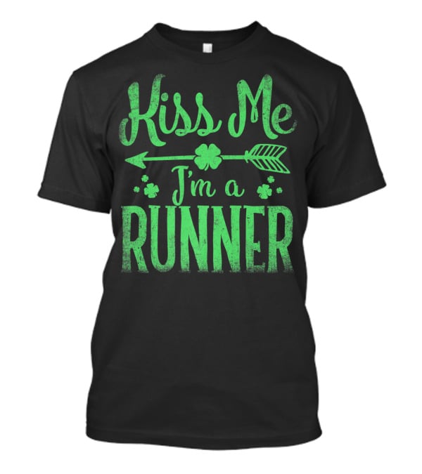 Kiss Me I'm A Runner Clover Arrow St. Patrick's Day T-Shirt