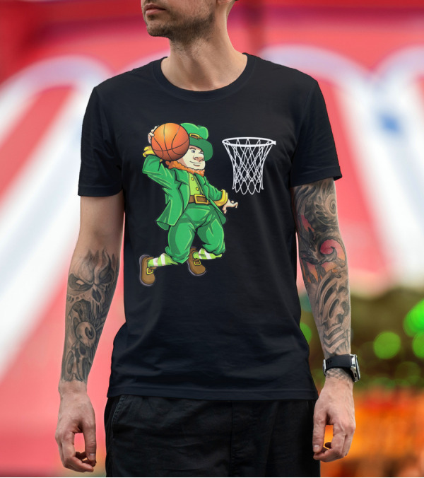 Premium T-Shirt: Leprechaun Slam Dunk Basketball St Patricks Day Boys T-Shirt Leprechaun Slam Dunk Basketball St Patricks Day Boys T-Shirt