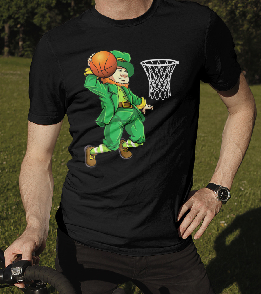 Leprechaun Slam Dunk Basketball St Patricks Day Boys T-Shirt