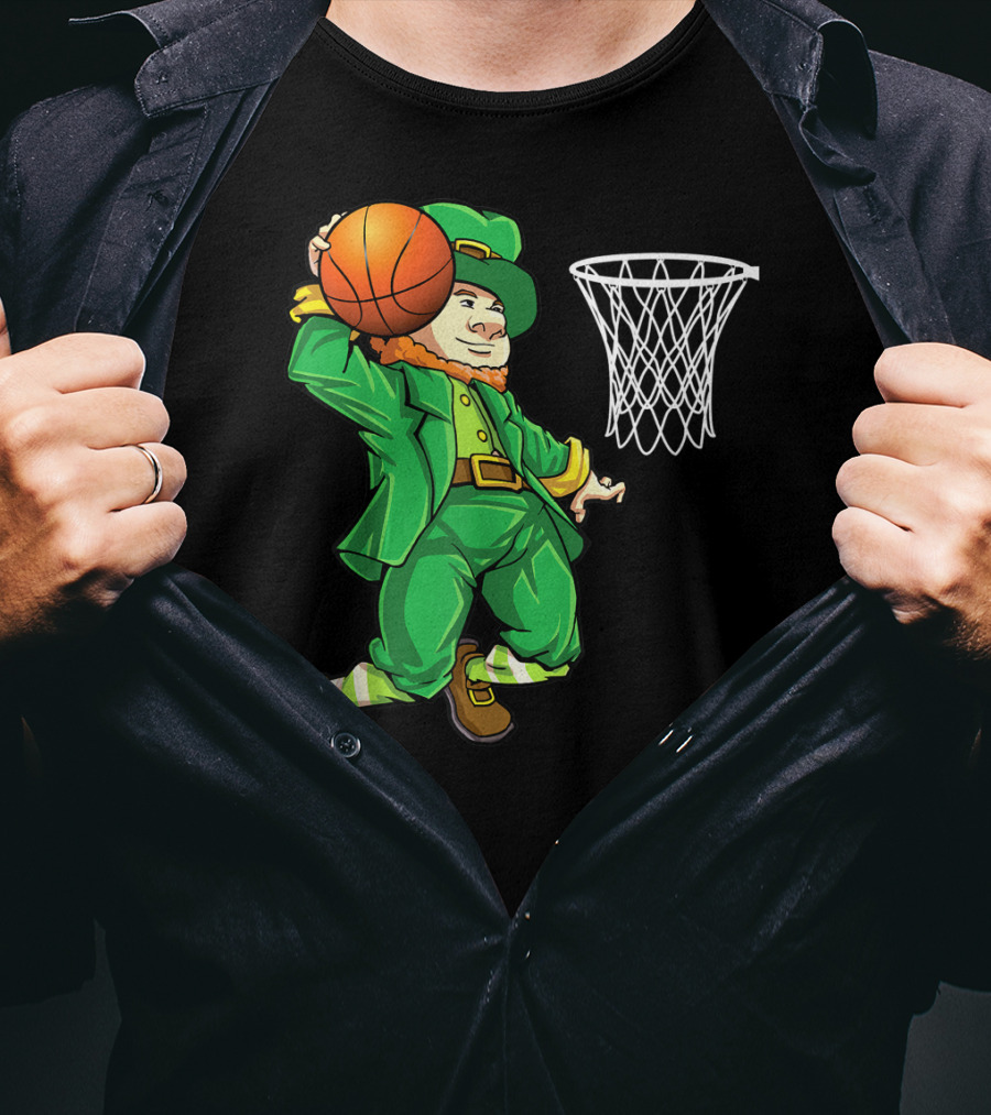 Leprechaun Slam Dunk Basketball St Patricks Day Boys T-Shirt