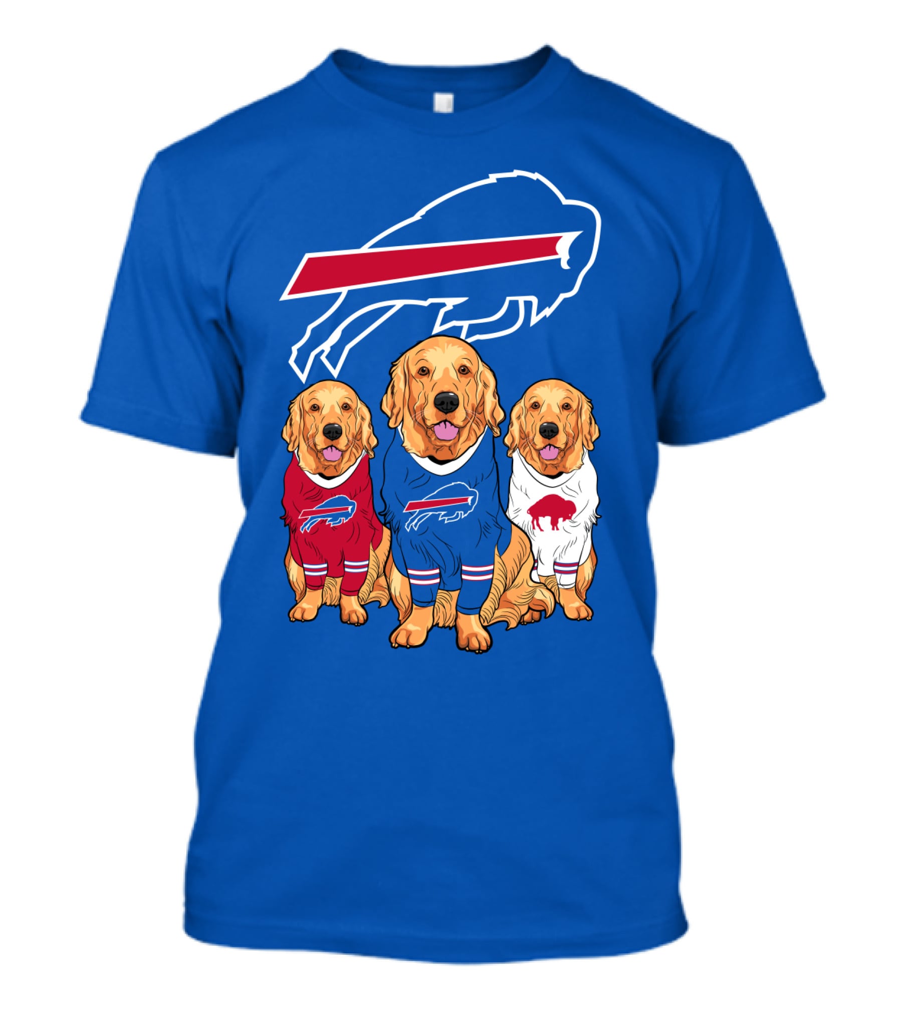 Buffalo Bills Golden Retrievers In Team Jerseys With T-Shirt