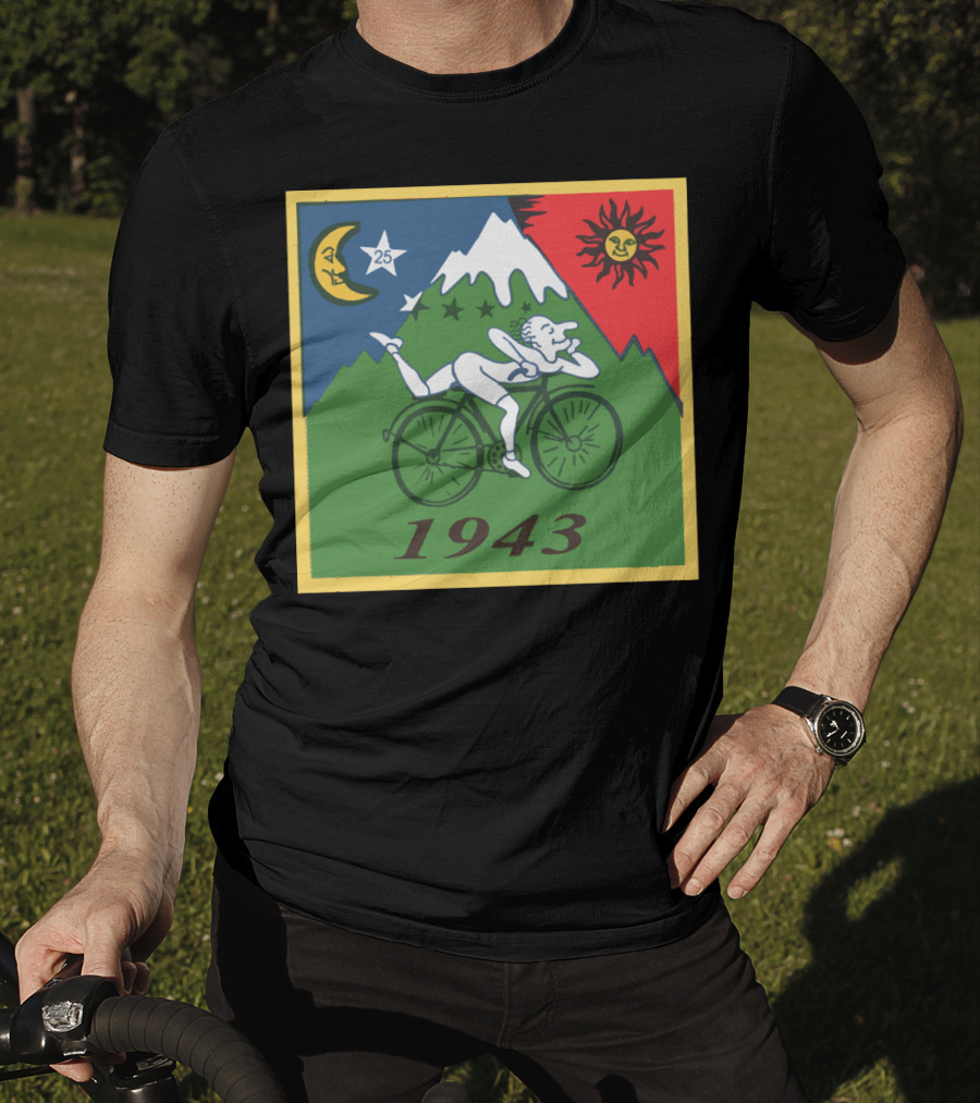 Albert Hofmann LSD Bicycle Day 1943 Moon Sun Mountain T-Shirt
