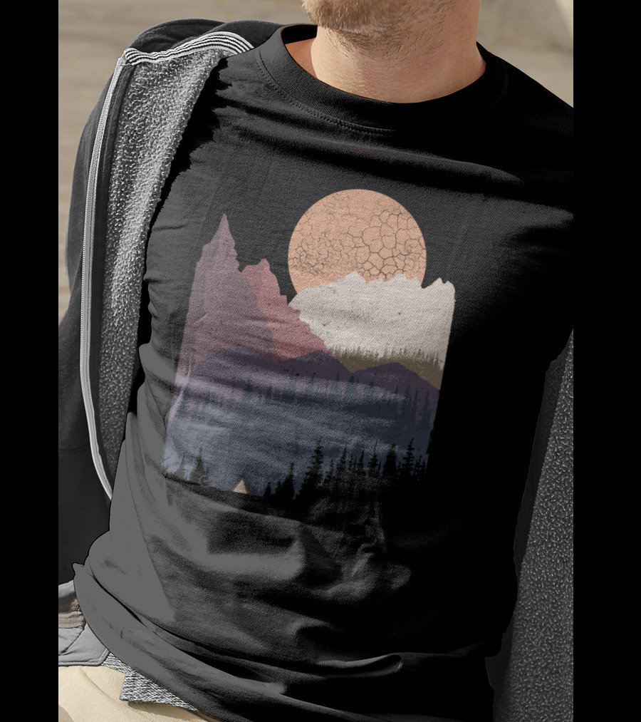 Be Wild Mountain Landscape With Moon And Forest T-Shirt