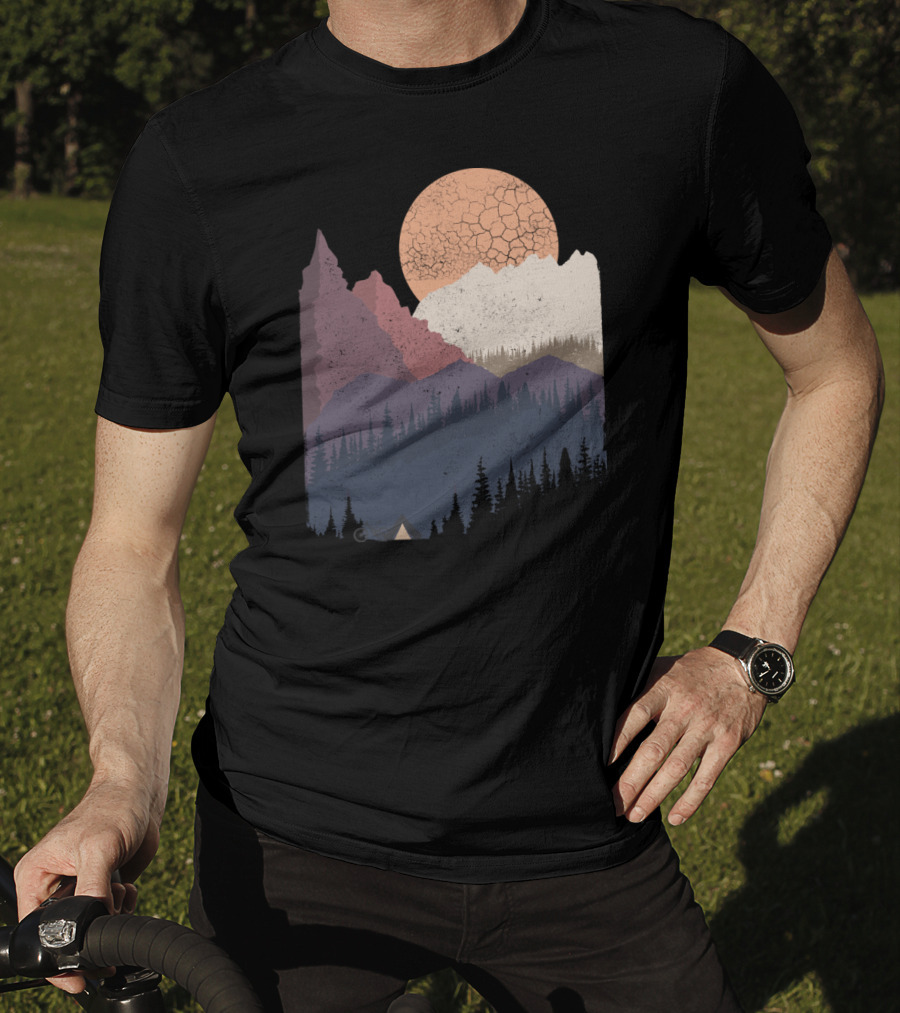 Be Wild Mountain Landscape With Moon And Forest T-Shirt