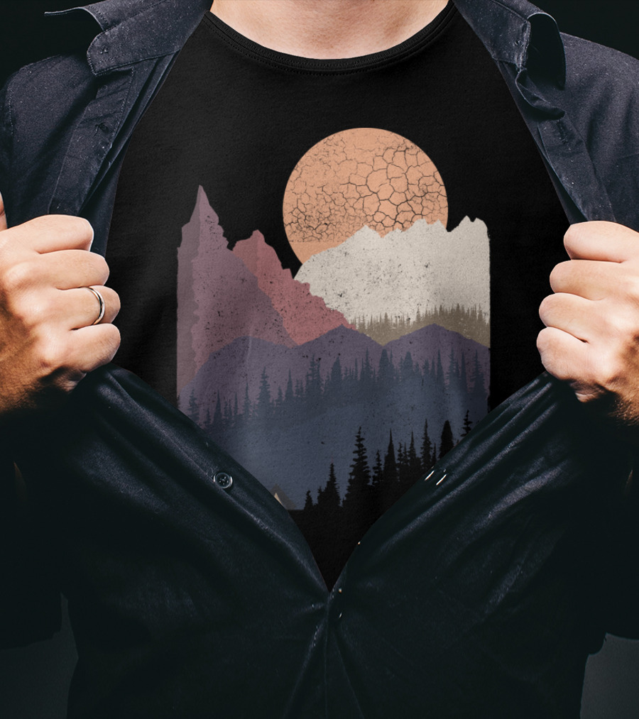 Be Wild Mountain Landscape With Moon And Forest T-Shirt