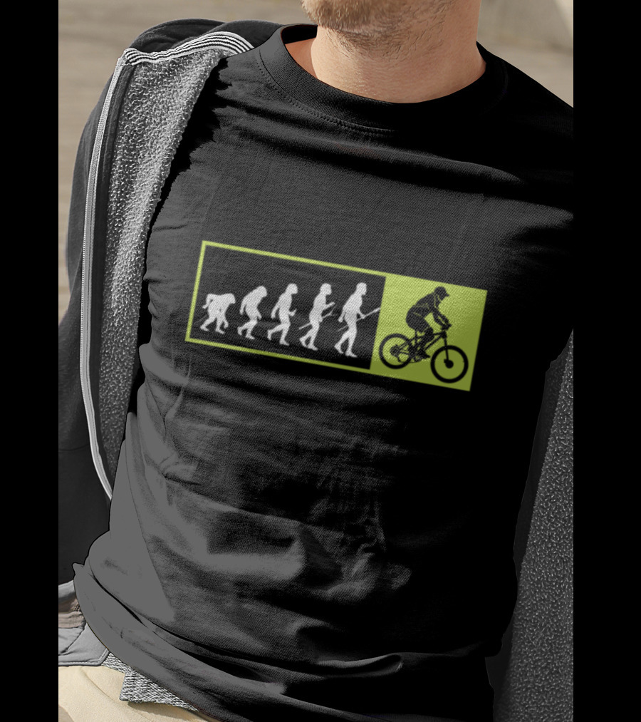Bicycle Addicted Evolution To Cycles Human Evolution Biker Rider T-Shirt