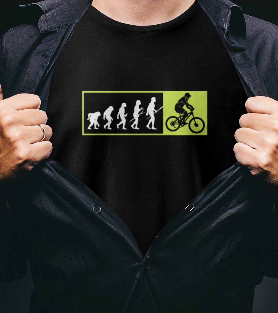 Bicycle Addicted Evolution To Cycles Human Evolution Biker Rider T-Shirt