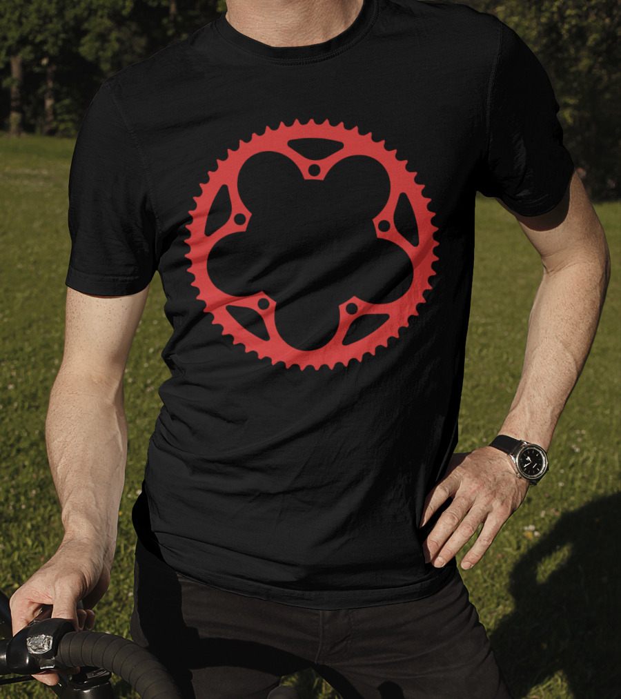 Bicycle Chain Ring Red Gear Shape T-Shirt