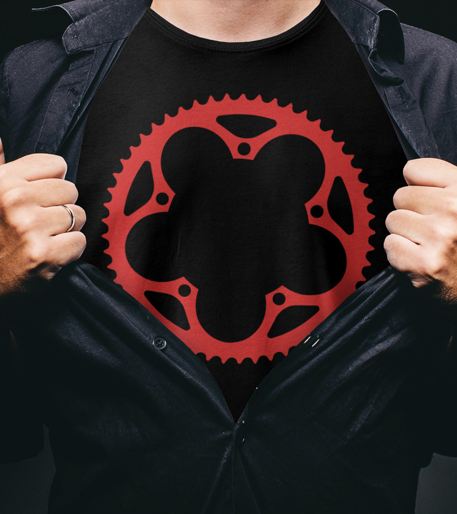 Bicycle Chain Ring Red Gear Shape T-Shirt