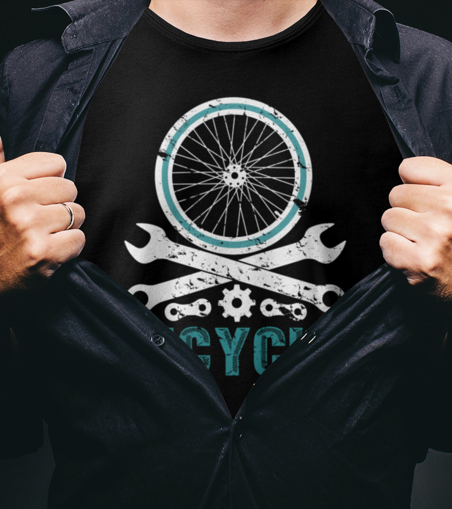 Bicycle Cycling Cyclist Athlete Bike Wheel Wrenches Gear Chain T-Shirt