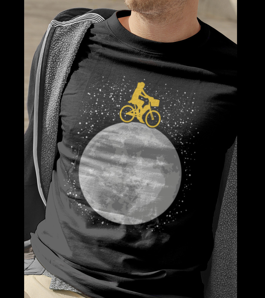 Bicycle Riding On A Starry Moon Scene T-Shirt