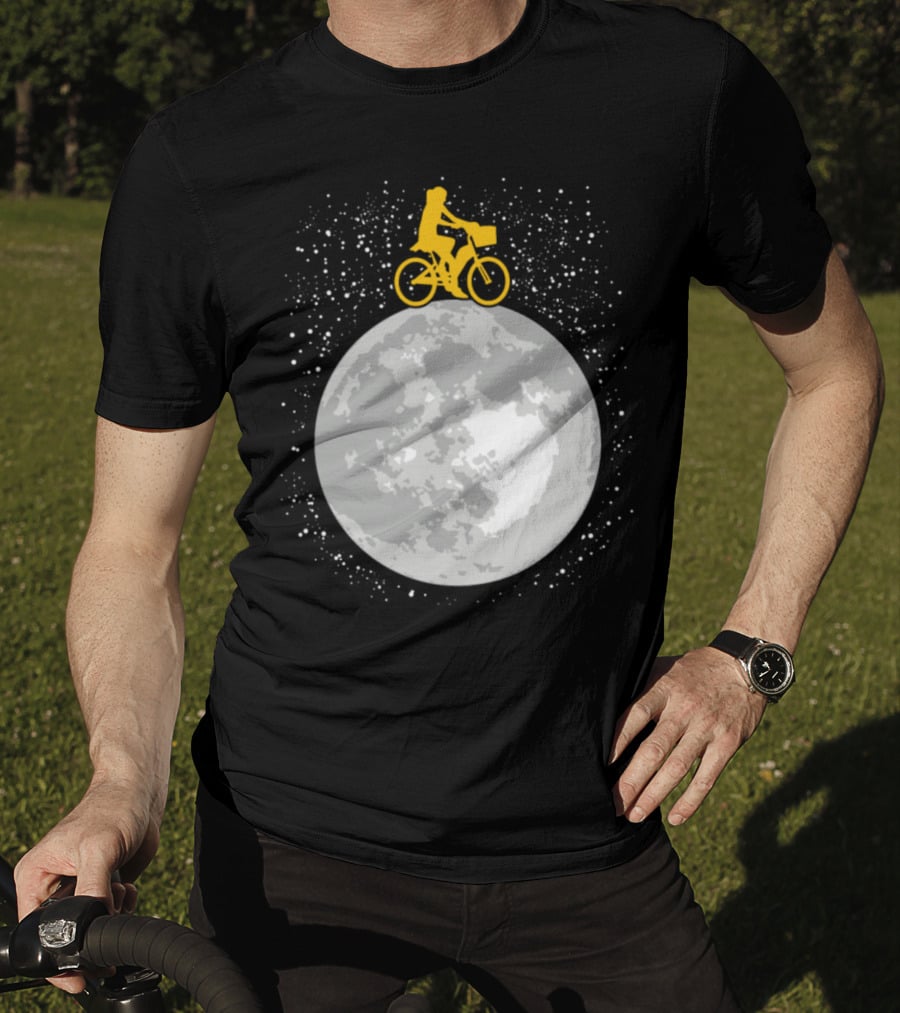 Bicycle Riding On A Starry Moon Scene T-Shirt