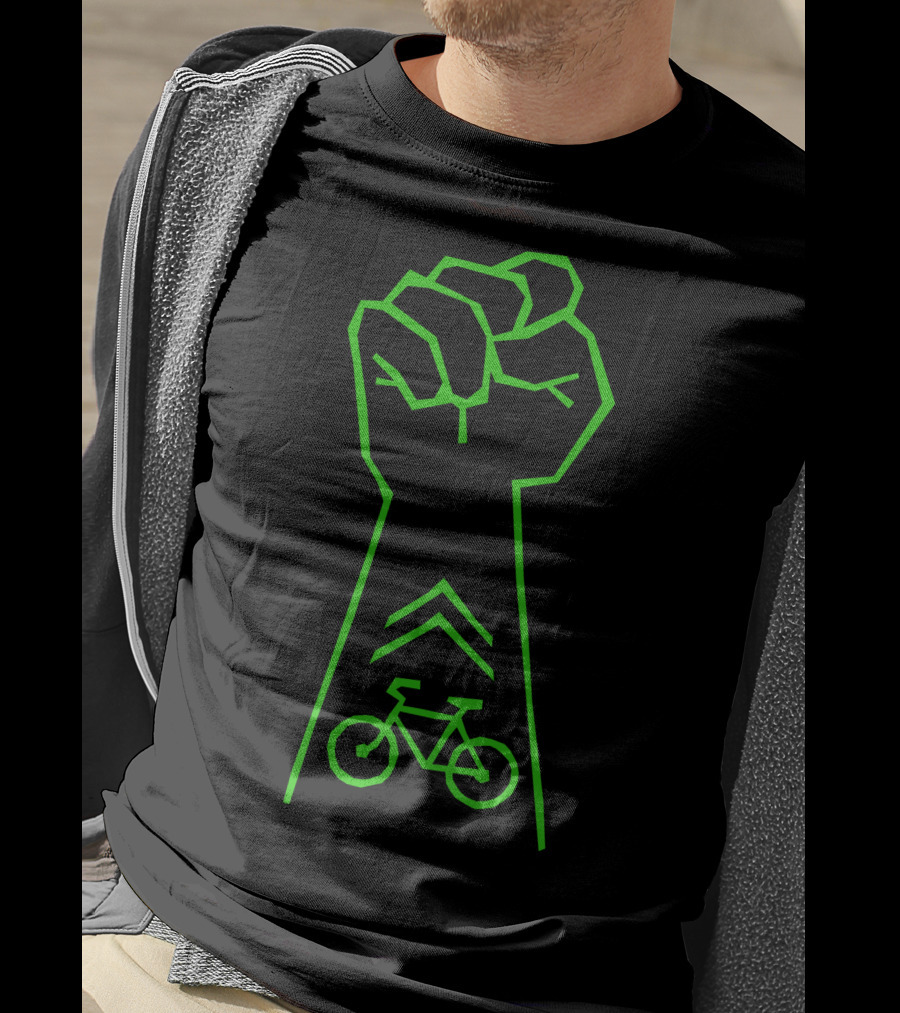 Bike Activist Fist With Green Bicycle T-Shirt