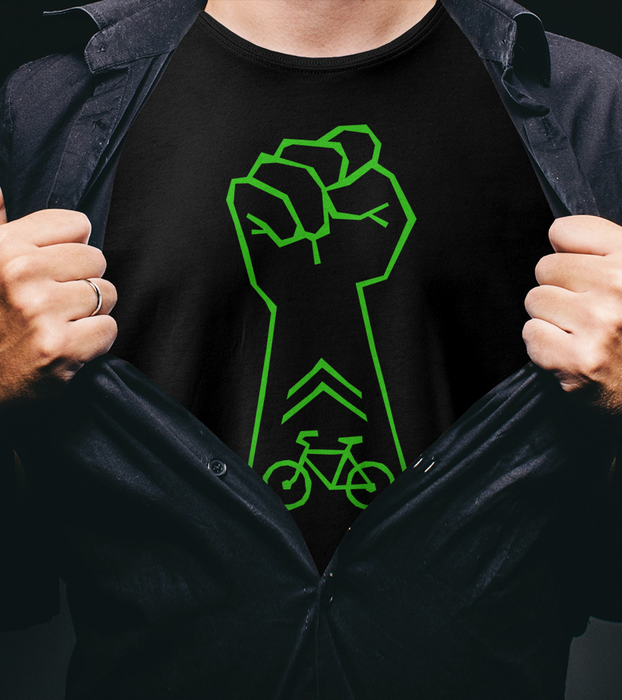 Bike Activist Fist With Green Bicycle T-Shirt