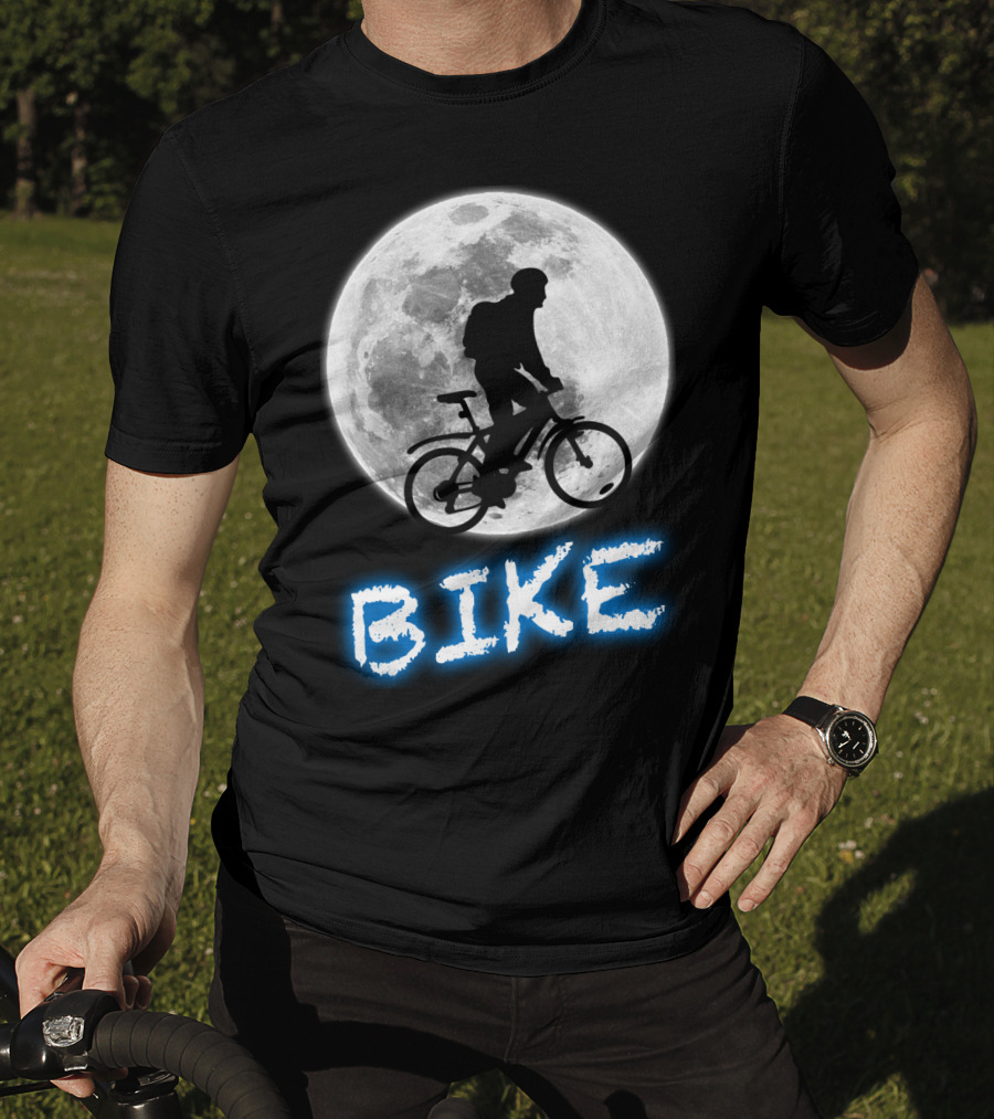 BIKE Silhouette Blue Moon Cycling Adventure T-Shirt