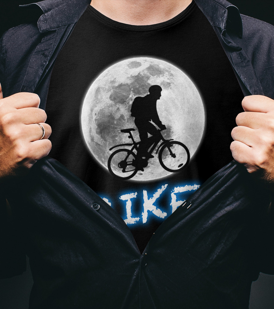 BIKE Silhouette Blue Moon Cycling Adventure T-Shirt