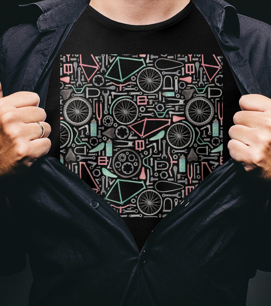 Bike Parts Colorful Bicycle Components T-Shirt