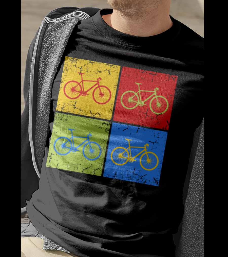 Bike Pop Art Colorful Bicycle Squares T-Shirt