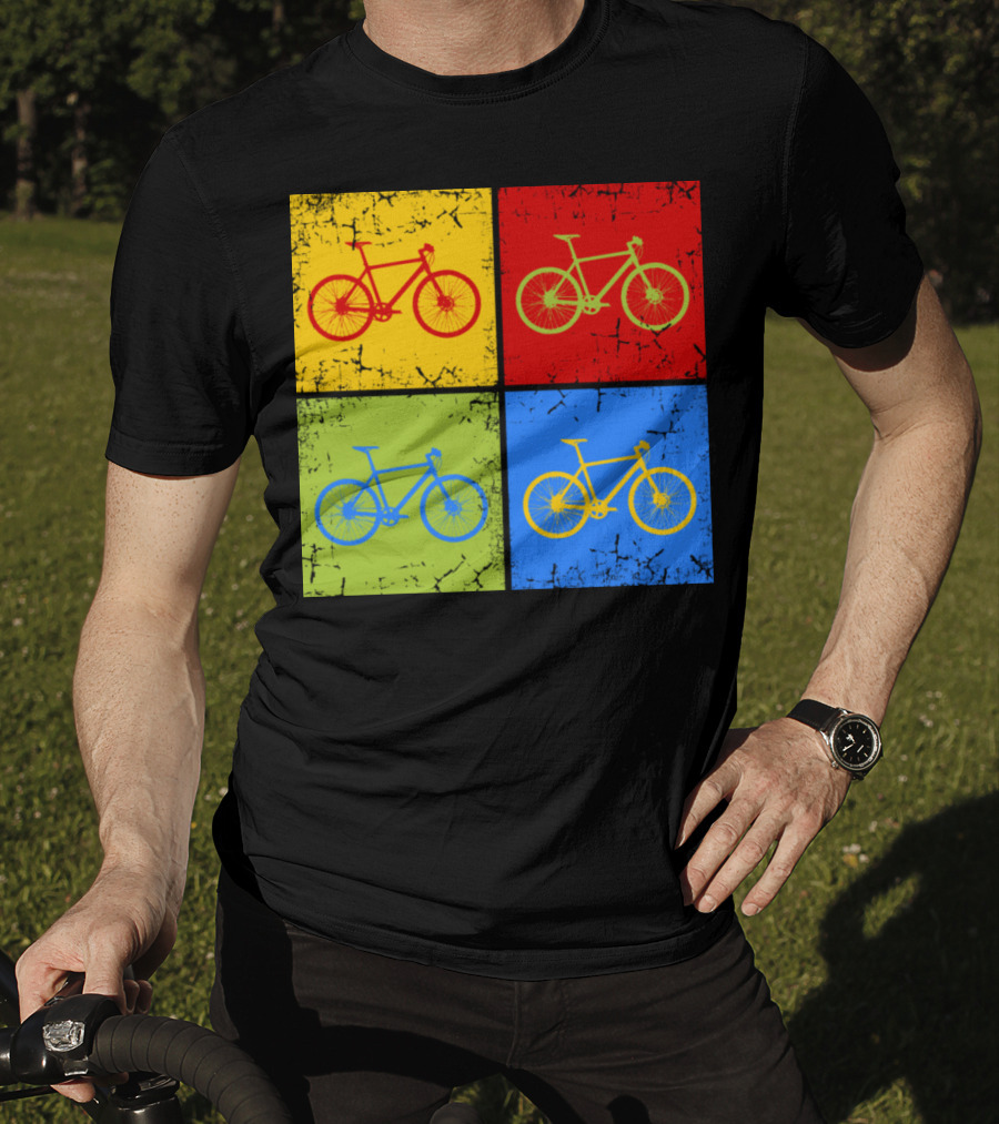 Bike Pop Art Colorful Bicycle Squares T-Shirt