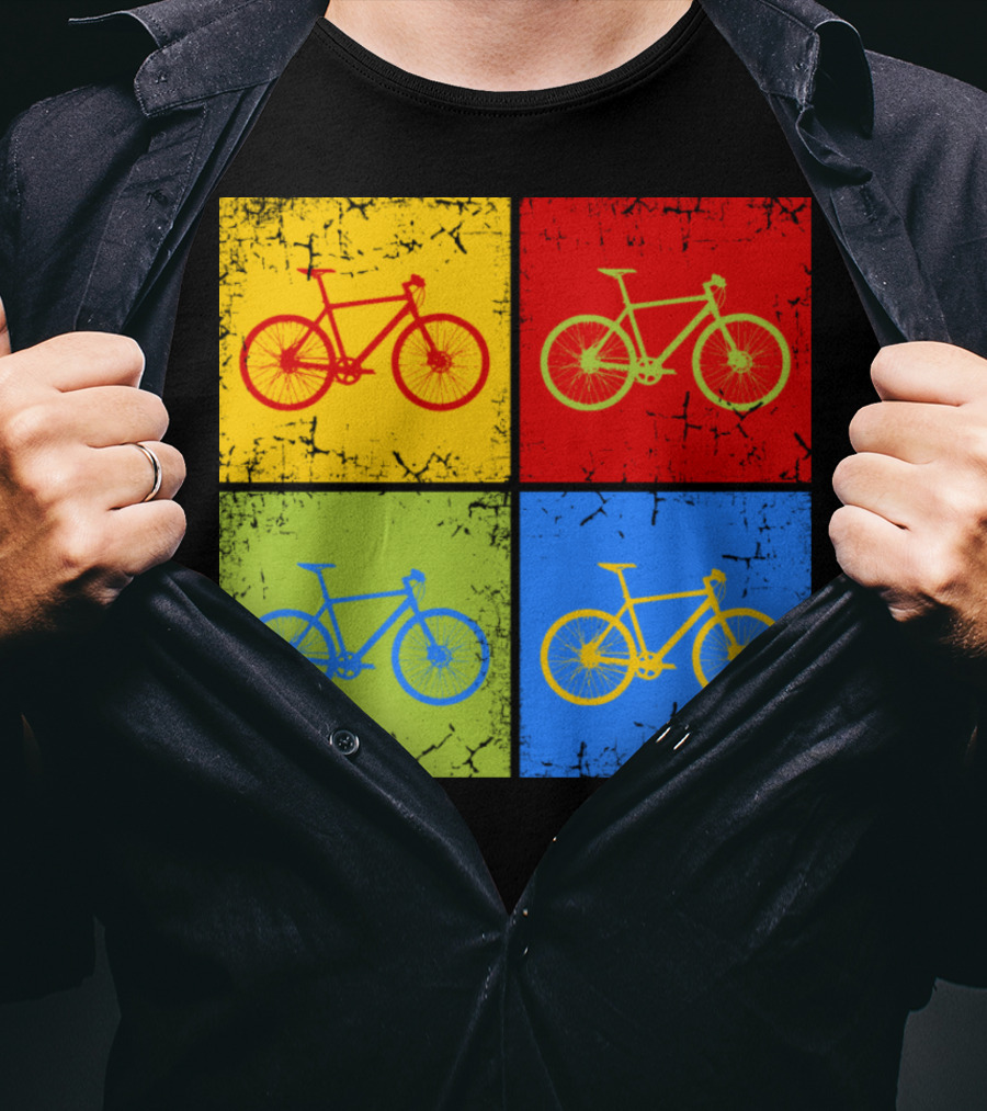 Bike Pop Art Colorful Bicycle Squares T-Shirt