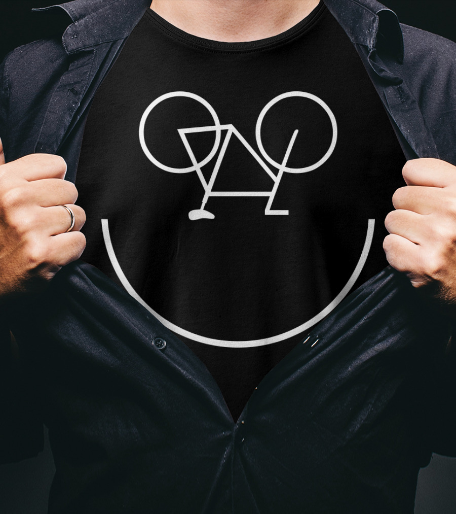 Bike Smiley Face Outline T-Shirt
