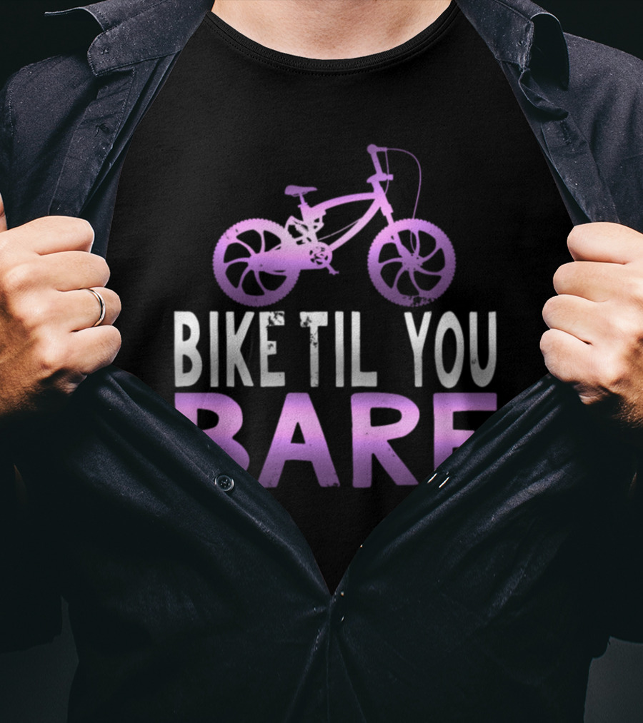 Bike Til You Barf Purple Bicycle Text T-Shirt
