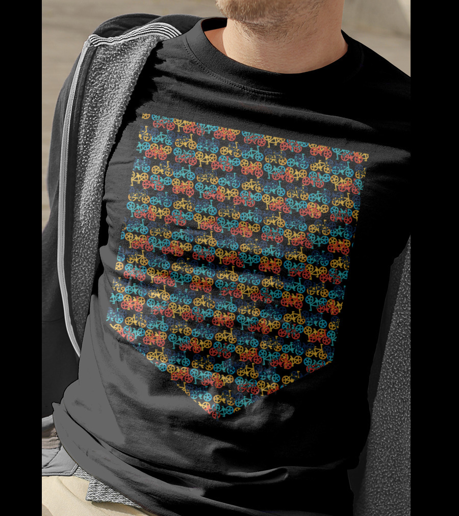 Bikes Pattern Multicolor Repeating T-Shirt