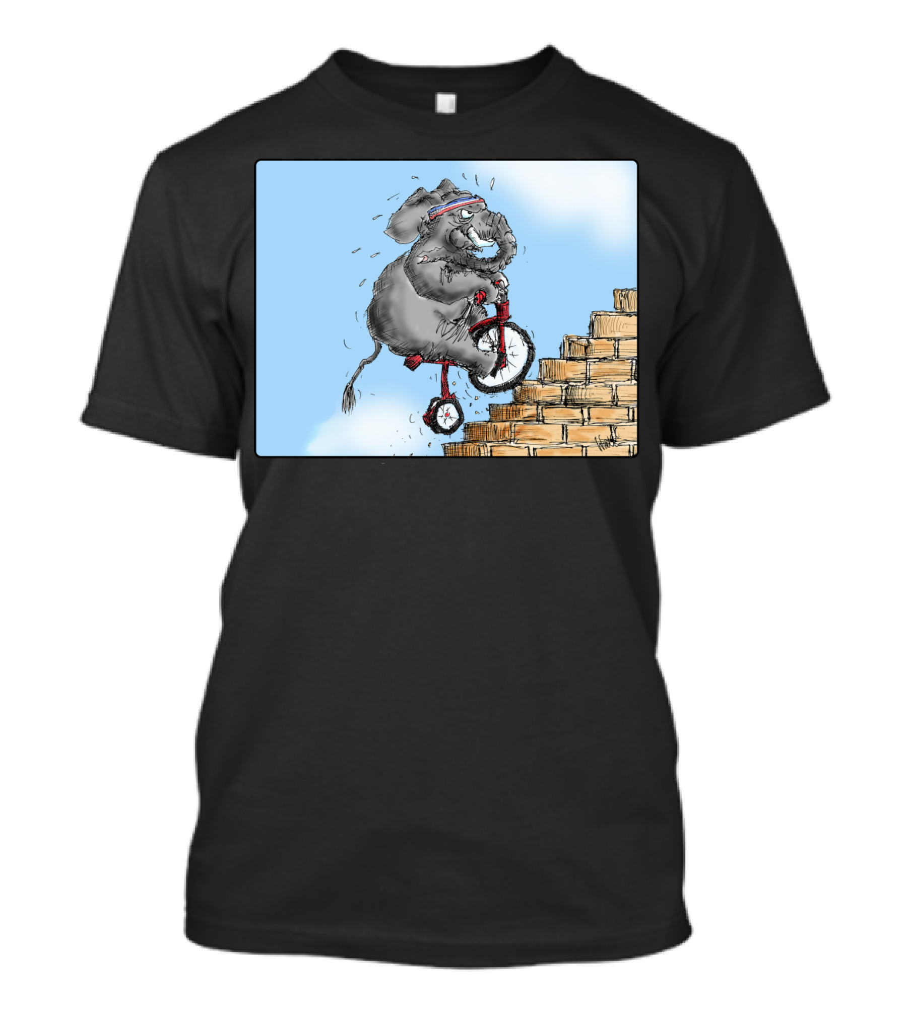 Challenge Accepted Elephant On Unicycle Climbing Stairs T-Shirt