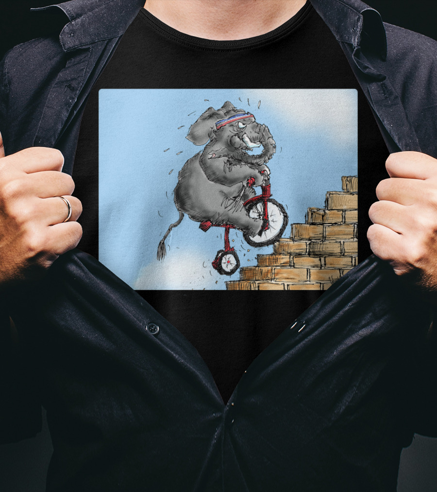 Challenge Accepted Elephant On Unicycle Climbing Stairs T-Shirt